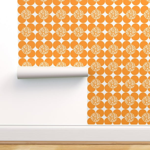 Peel-and-Stick Removable Wallpaper Mid Century Modern Orange White