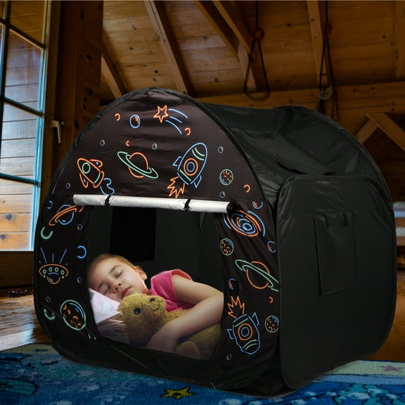 Pop-up Sensory Tent for Kids, 47x47in Calm Down Corner Tent for Autism, Anxiety, ADHD, SPD, Black Out Sensory Room Play Tents with Door & Window