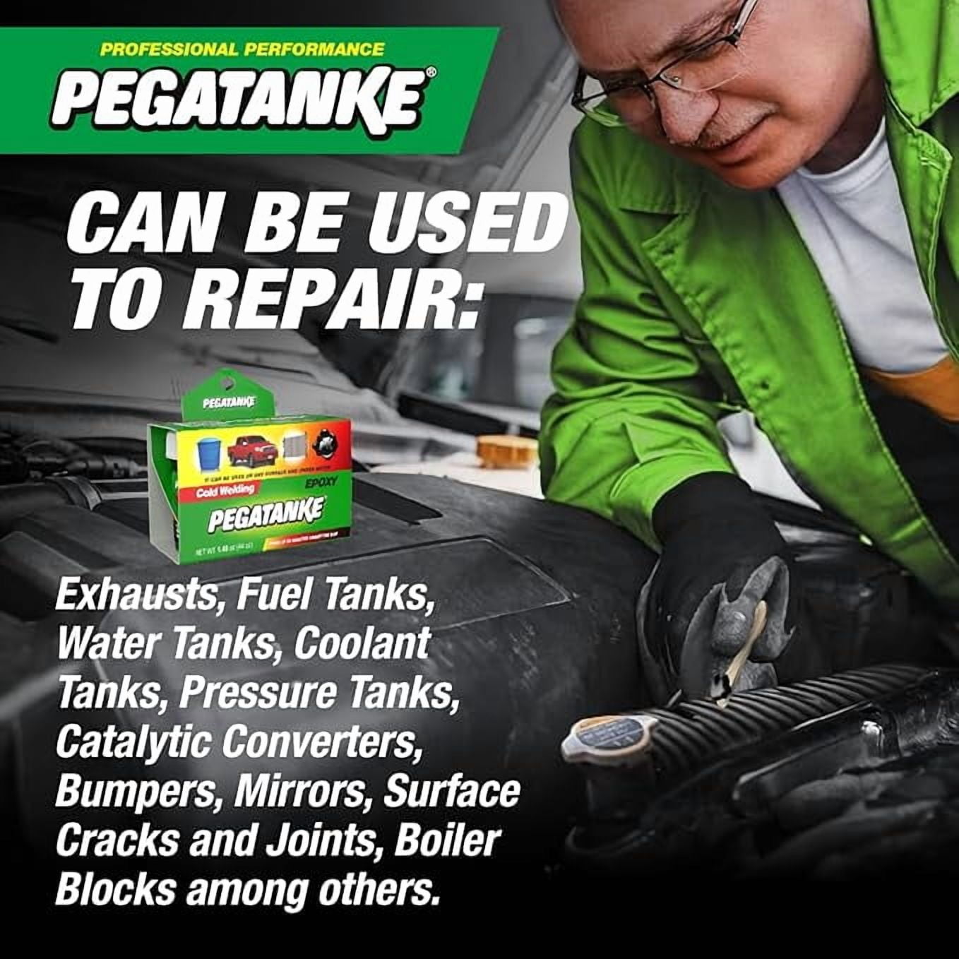 PEGATANKE Black 2 Part Epoxy Resin & Cold Weld Adhesive | High Strength Liquid Metal Glue for Fuel Tanks & General Repair | High Temperature Epoxy for Cold Welding Waterproof Bonds (1.48 oz)