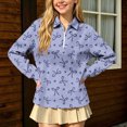 thumbnail image 2 of Falkdiz Sweet Shirts for Girls Long Sleeve Back to School Pullover Winter 1/4 Zipper Casual Collar Girls Tops Travel , Navy , Size: 5-6 Years, 2 of 9