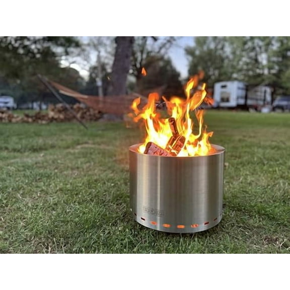 Torch & Porch 19.5 Inch Smokeless Stainless Steel Fire Pit with Weather Resistant Carry Bag