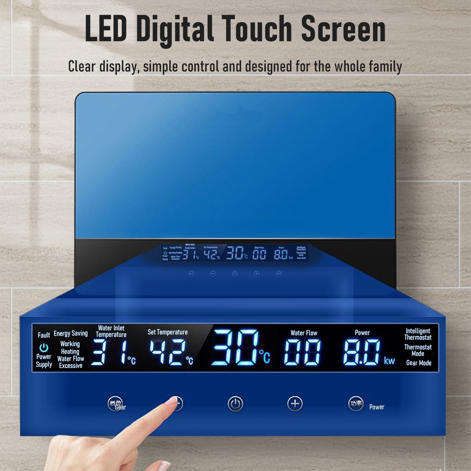 Electric Tankless Water Heater, 6.5KW 110V Instant Hot On Demand Residential Electric Water Heater with LED Temperature Display for Kitchen rv Whole House Shower Sink