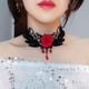 thumbnail image 4 of Collar gótico Lolita de estilo oscuro, collar gargantilla de cadena de clavícula con rosa vintage para mujer, 4 of 5