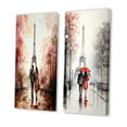 thumbnail image 3 of Designart "Vintage Watercolor of Eiffel Tower in Paris I" City Paris Wall Art Set Of 2 - Traditional Red Gallery Wall Set For Home Decor, 3 of 6