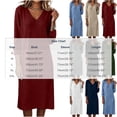 thumbnail image 3 of GUACER V Neck Midi Dresses for Women Solid Long Sleeve Soft Casual Slim Fit Dresses for Fall Winter Lounge Wedding Guest Gift, 3 of 7
