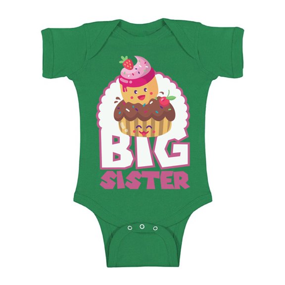 Awkward Styles Cupcake Baby Bodysuit Short Sleeve Cupcake Romper Top Big Sister Romper One Piece Big Sister Romper Baby Announcement Romper for Little One Cute Baby Clothing for Girls Kids Gifts