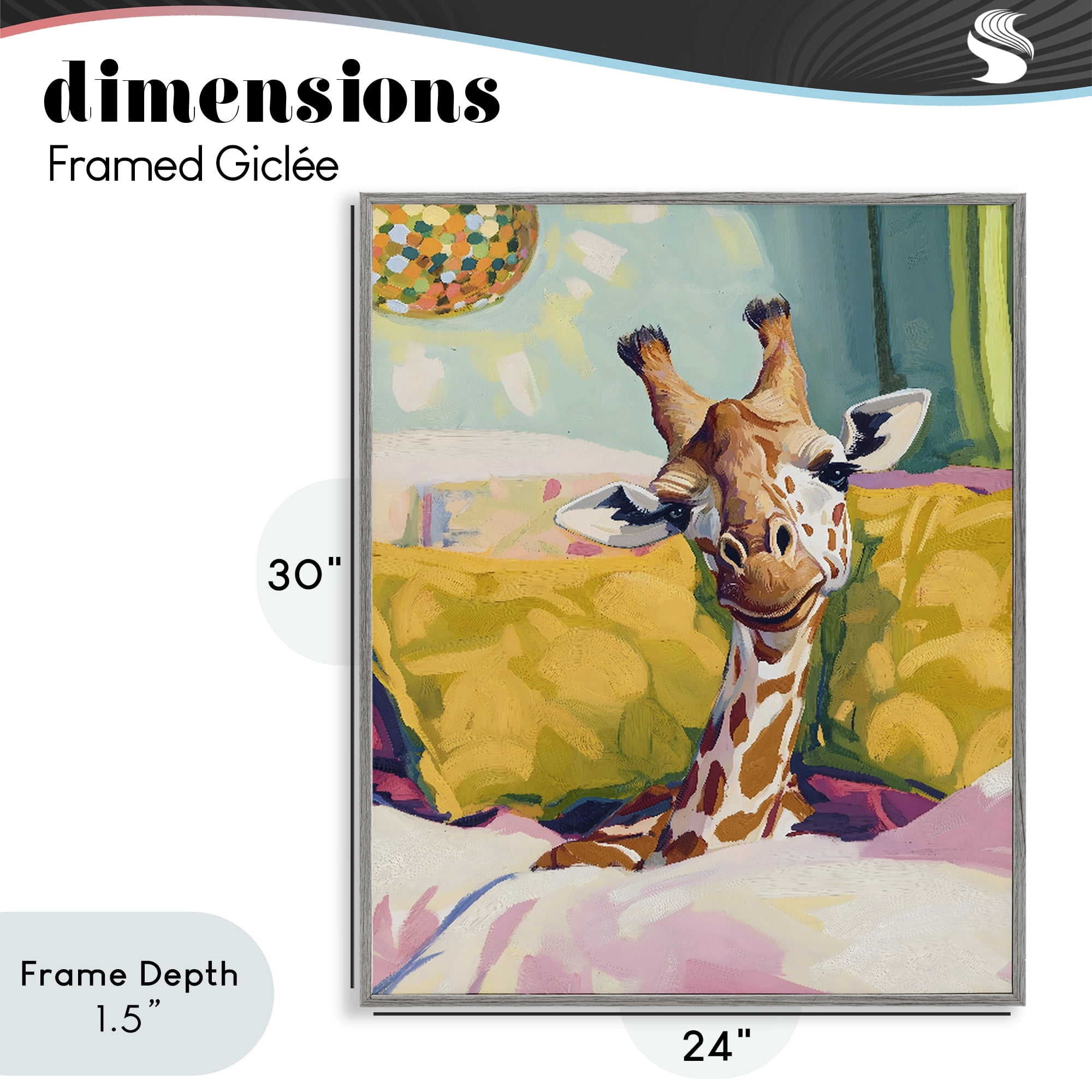 Stupell Industries Cozy Giraffe in Bed Gray Framed Giclee Art, design by The Prints Vibe