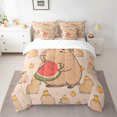 thumbnail image 2 of Homewish Lovely Capybara Kapibara 7pcs Bedding Comforter Set,Cartoon Animal Queen Bedding Sets,Summer Fruit Watermelon Queen Sheet Sets For Kids,Ultra Soft Home Decor Reversible, 2 of 8
