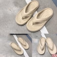 thumbnail image 6 of Khaki Unisex Flip Flops Waterproof and Slip Resistant Soles Couple's Style Slippers Indoor Outdoor Use Bathroom Beach Size 5.5, 6 of 8