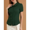 thumbnail image 6 of INSPIRE CHIC Women's Vintage Sweet Doll Collar Button Down Soft Shirt M Dark Green, 6 of 9