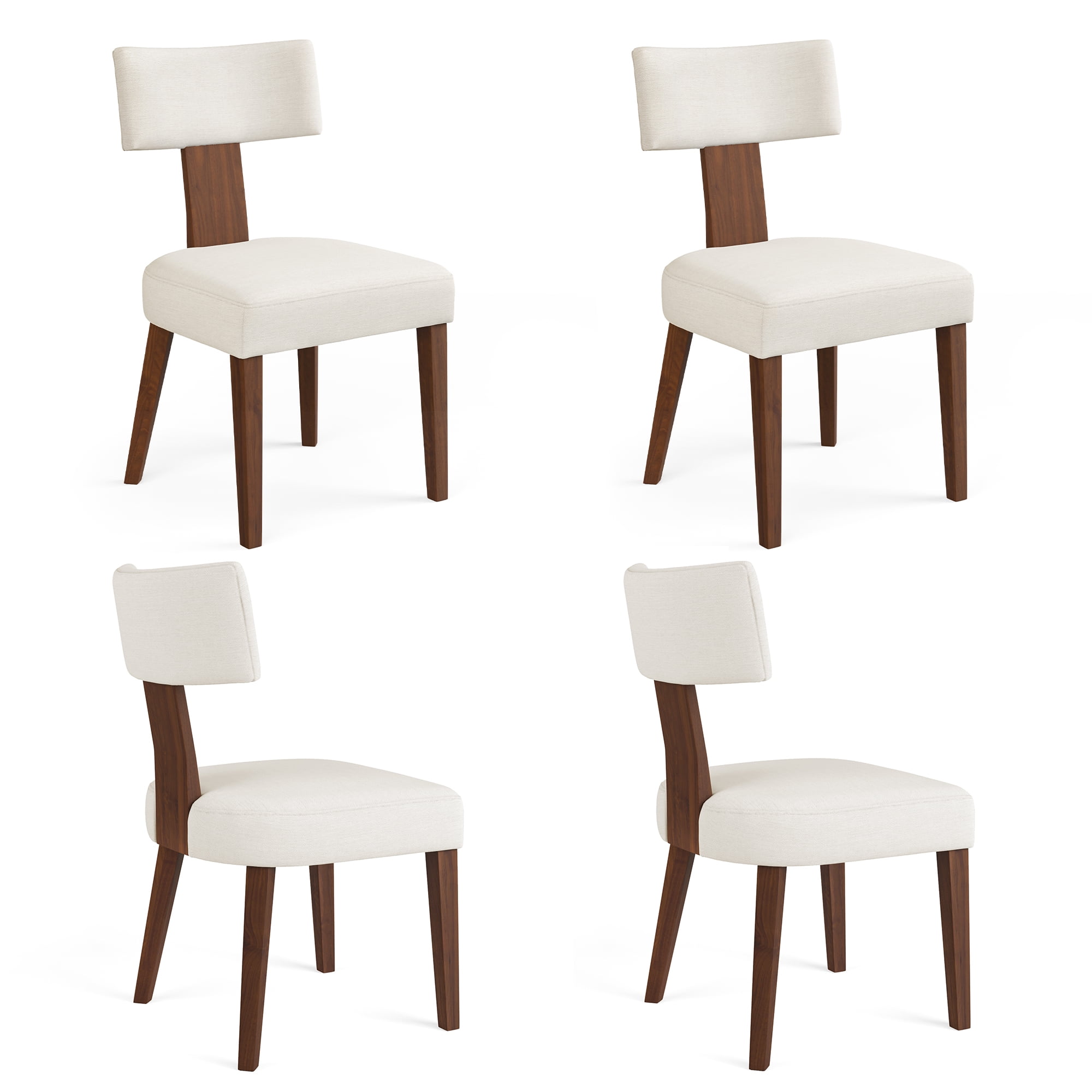 Dycanpo Dining Chairs Set of 4,Upholstered Mid Century Modern Round Dining Room Chairs for Living Room,Beige