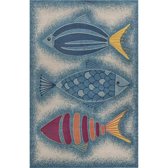 LR Resources OCEAN81672BUC7995 Tropical Fish Trio Indoor & Outdoor Rectangle Area Rug - Multi Color