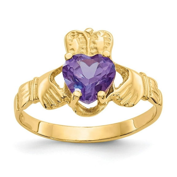 14k June CZ Heart Birthstone Claddagh Ring R492