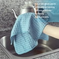 thumbnail image 4 of Premium Microfiber Waffle Weave Kitchen Dish Cloths, 12 x 12 Inch Ultra Absorbent and Solid Color Dish Towels for Washing Dishes Fast Drying Cleaning Cloth, 6 Pack, Lake Blue, 4 of 7