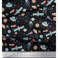 thumbnail image 2 of Soimoi Black Cotton Duck Fabric Satellite & Planet Galaxy Printed Craft Fabric by the Yard 42 Inch Wide, 2 of 3