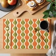 thumbnail image 2 of Orange Green Moire Placemats Set of 6 Contemporary Geometric Abstract Place Mats Indoor Wipeable Table Mats Washable Cloth Dining Table Placemats for Kitchen Holiday Party Home Decor 13x19 Inch, 2 of 9