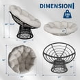 thumbnail image 5 of Aprafie Large Papasan Chair, 37" Round Wicker Chair with Extra-Thick Soft Fabric Cushion & 360° Swivel Base for Outdoor/Indoor Use, Beige, 5 of 8