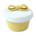 thumbnail image 2 of Sruoe Bow Decor Cotton Rope Covered Storage Bin Two Tone Woven Holiday Sweets Caddy for Desktop Household Stuff, 2 of 6
