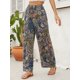 thumbnail image 3 of Pantalones De Pierna Ancha Con Estampado De Paisley Bohemio, Pantalones Elásticos Con Cordón Bohemio, Ropa De Mujer, 3 of 4