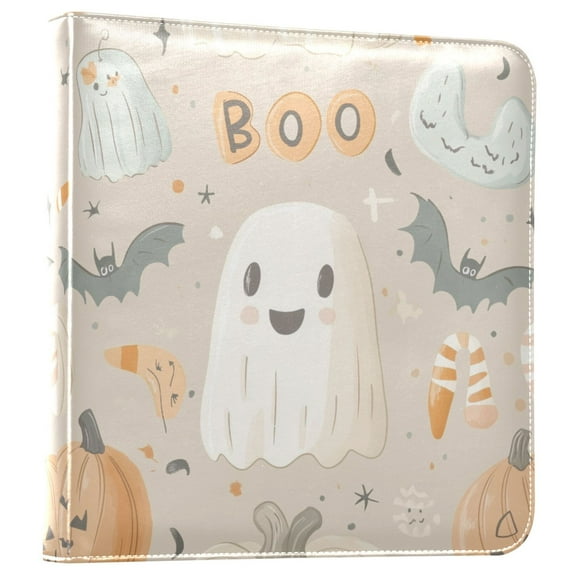 FORMRS 3 Ring Photo Album 4"x6" Self Adhesive Large Capacity PU Leather Cover, Halloween Ghosts
