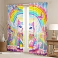 thumbnail image 2 of Homewish Cartoon Gradient Cat Black Out Curtains for Teenagers Boys Girls,Dreamy Princess Curtains Pack of 2 (42x63 Each),Flying Butterflies Kawaii Rainbow Bedroom Curtains, 2 of 6