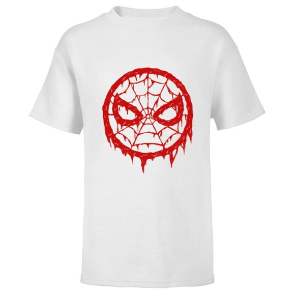 Marvel Spider-Man Mask Logo Melting Paint Drip - Short Sleeve T-Shirt for Kids - Customized-White