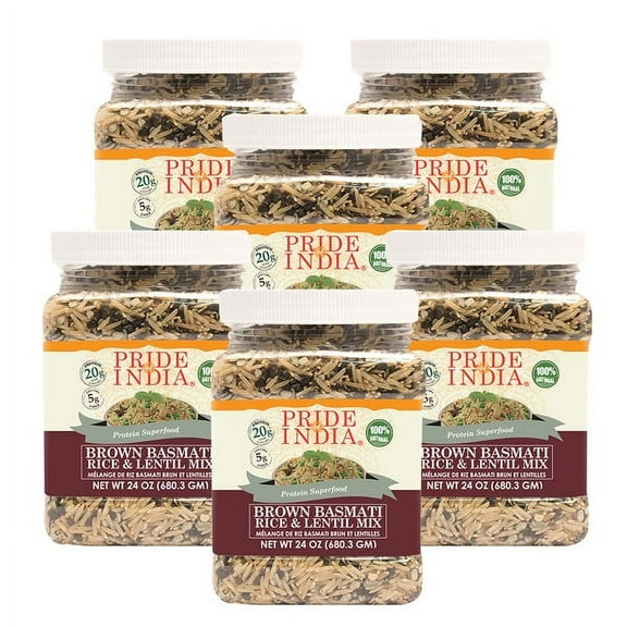 Pride of India Indian Brown Basmati Rice & Lentil Kitchari Mix, 1.5 lb Jar, Pack of 6