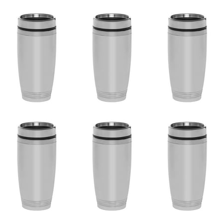 

Stainless Steel Tumblers 16 oz. Set of 6 Bulk Pack - Perfect for Coffee Soda Other Hot & Cold Beverages - Silver