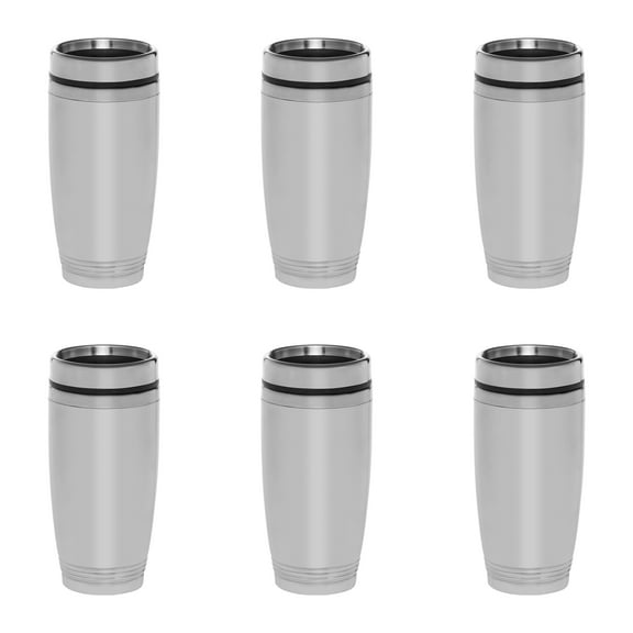 Stainless Steel Tumblers 16 oz. Set of 6, Bulk Pack - Perfect for Coffee, Soda, Other Hot & Cold Beverages - Silver