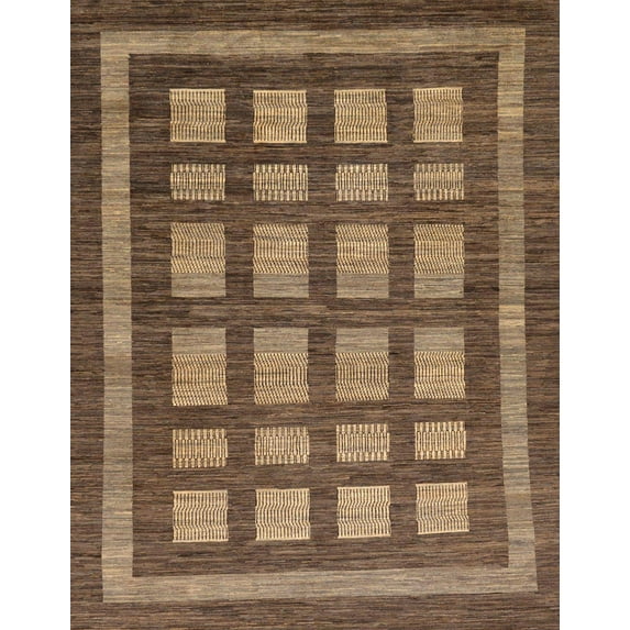 Ahgly Company Indoor Rectangle Abstract Orange Brown Checkered Area Rugs, 5' x 7'