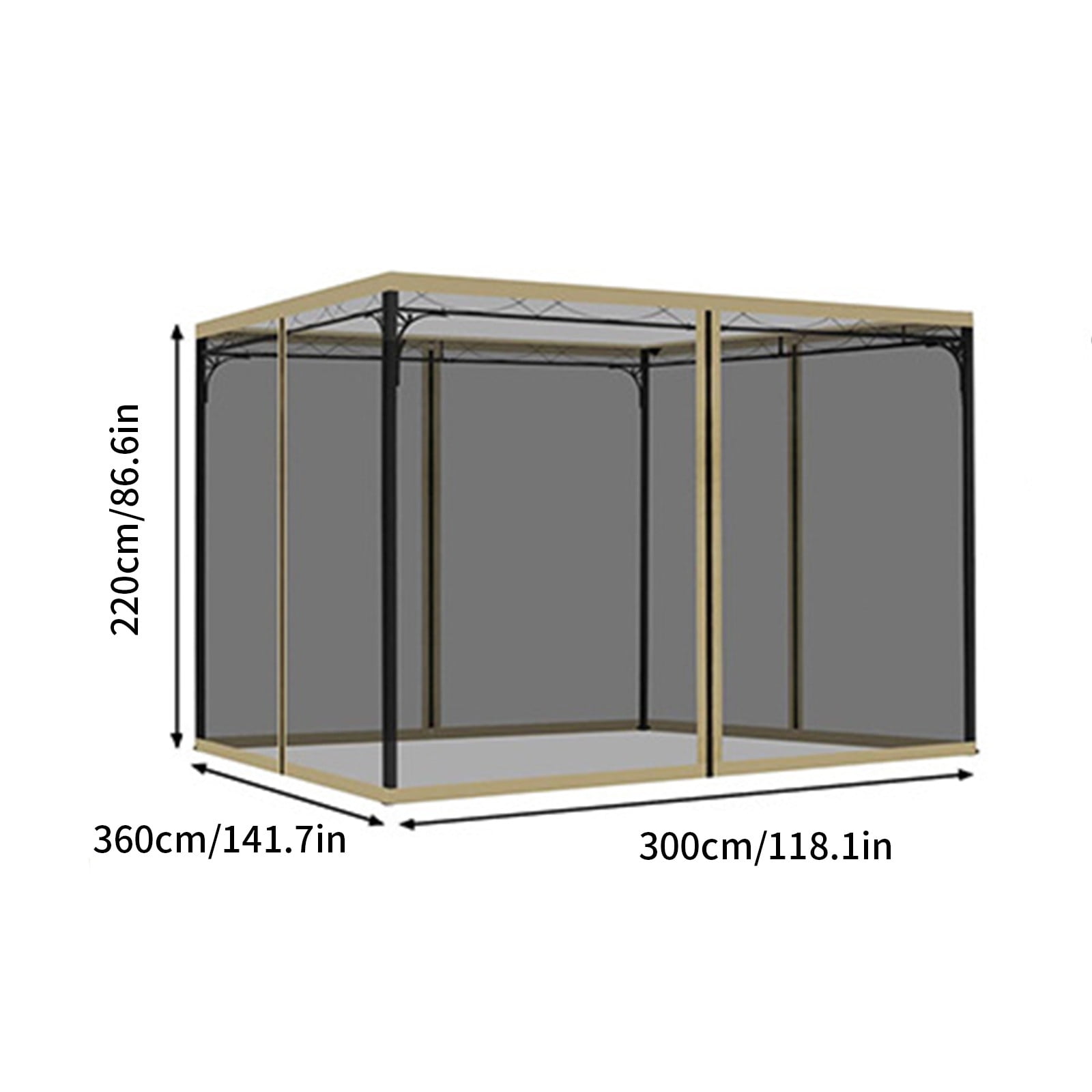 Moustiquaire Avec Fermeture Éclair Pour Tonnelle 3x3m – Protection Anti-Insectes Extérieure Pour Patio, Camping Et Jardin