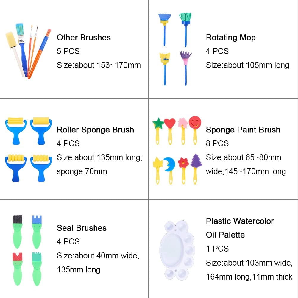 DIY Graffiti Sponge Brushes Seal Painting Tools sets Art Supplies Creative Funny Drawing Toy for Mixed color 105~170mm 25pcs/set