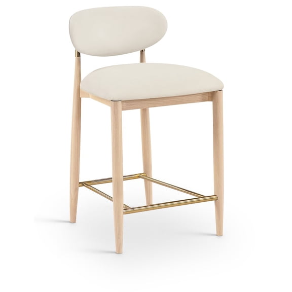 Meridian Furniture Riccio Cream Vegan Leather Upholstered Stool
