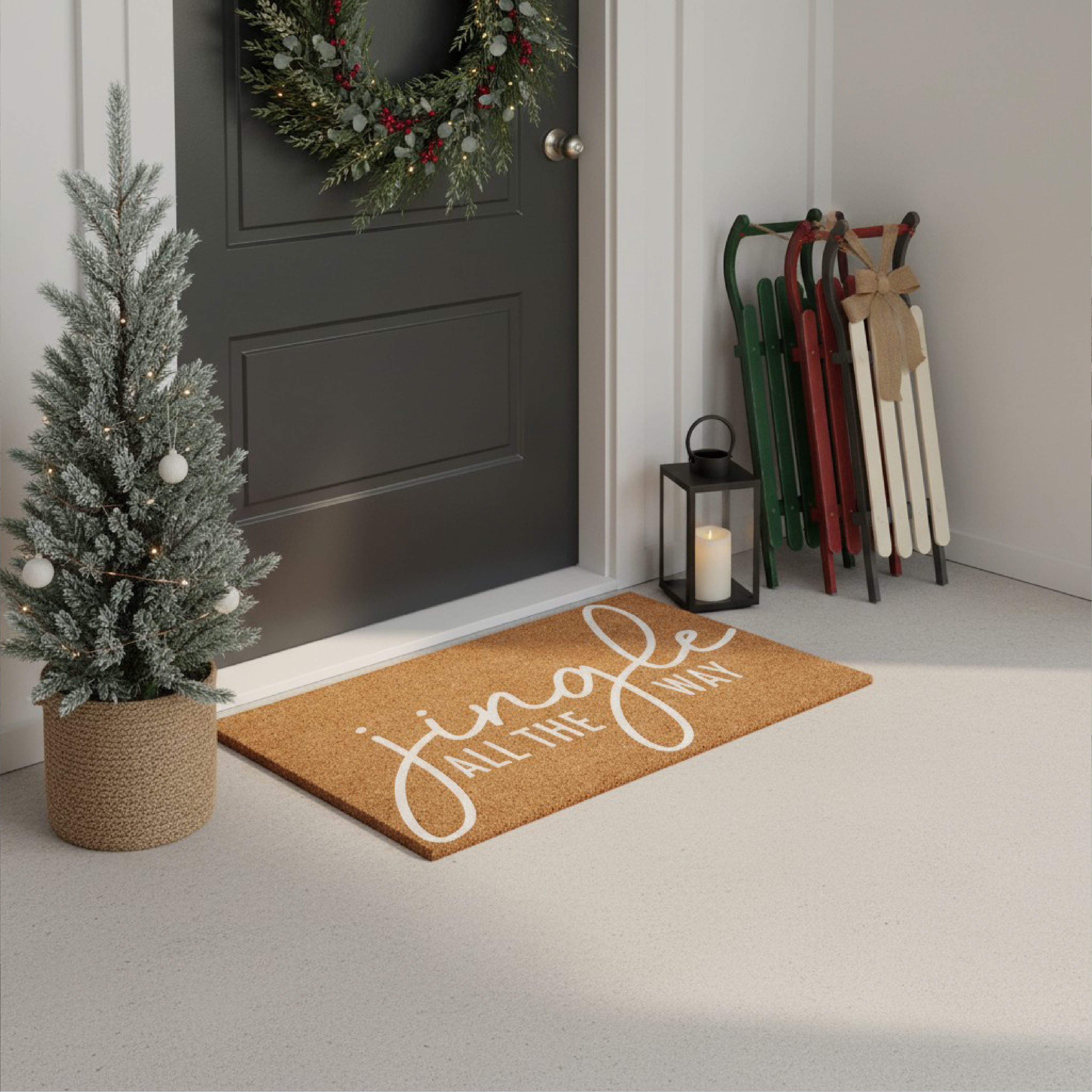 White Jingle All the Way Doormat 24" x 36"
