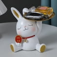 thumbnail image 5 of Lucky Bunny Rabbit Home Decor Cute White Cartoon Resin Creative Bunny Tray Decoration, 5 of 9
