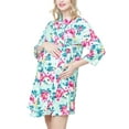 thumbnail image 3 of Wangsaura Maternity Robe, Flower Print V-neck Nightgown with Belt, Pocket, 3 of 10