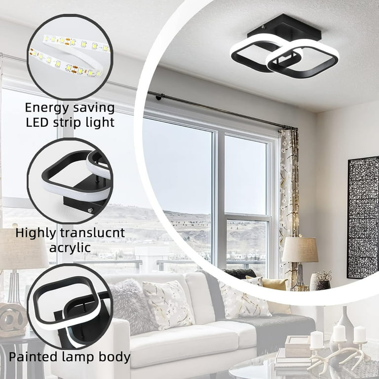 Senhu LED Ceiling Light, Modern Square Design, 6000K White Light