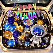 OuterSpace Theme Car Trunk Decor Kit Galaxy Surprised SUV Car Boot DIY Birthday Instant Party Silver Banner 5"-12" Gold Blue Silver Metallic Balloon Space Men Foil Balloon Star String Light Rice Light