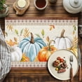 thumbnail image 4 of Fall Pumpkin Placemats Set of 1 Fallen Leaves Flower Vintage Letter Harvest Heat Insulated Linen Place Mats, Washable Stain-Proof Table Mats for Dining Tables Holiday Decor 13x19inch, 4 of 9