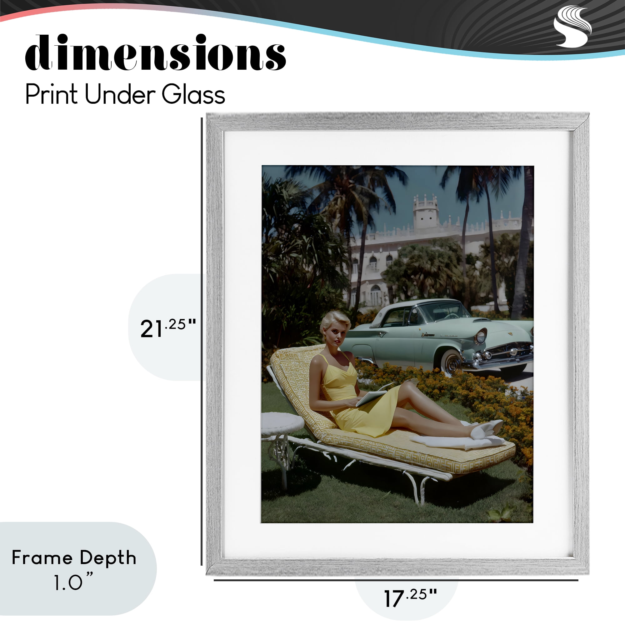 Stupell Industries Vintage Sunbathing Woman Gray Framed Print Under Glass, design by Franklyn Gregory
