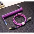 thumbnail image 2 of hokistudio Cable USB tipo C en espiral personalizado para teclado mecánico Trabajo hecho a mano Conector XLR trenzado Espiral Paracord Versión de 100 cm (Rosa Púrpura), 2 of 3