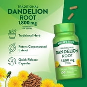 Dandelion Root Capsules | 1800mg | 100 Count | Non-GMO & Gluten Free Extract | by Nature's Truth