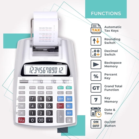New & Upgraded 2025 Printing Calculator Adding Machine 10 Key, Desktop Home Office Calculator with Paper Roll Print Out, Accounting Business Finance