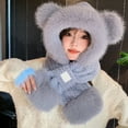thumbnail image 3 of Stay Cozy All Winter with Our Bear Ear Knitted Hooded Scarf Set Super Soft Warm and Extra Thick for Cold Weather, 3 of 3
