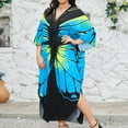 thumbnail image 3 of WULMLEO Kaftan Dresses for Women V Neck Batwing Sleeve Moomoo Nightgowns for Swimwear Plus Size Colorful Dresses Blue One Size, 3 of 5