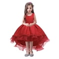 thumbnail image 3 of Vestido de cola para niños, sin mangas, de encaje, de color sólido, para niñas grandes, vestido de princesa para actuación en el escenario, 3 of 6
