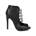 thumbnail image 2 of Qupid BC94 Women Emboss Leatherette Peep Toe Strappy Stelitto Heel Bootie, 2 of 5
