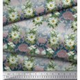 thumbnail image 2 of Soimoi Poly Georgette Tissu Feuilles & Magnolia Tissu Imprimé Floral par Yard 42 Pouces de Large, 2 of 5