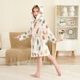 thumbnail image 4 of FORMRS Niños Bathrobe Unisex Hooded Robe Soft Plush Pajamas Sleepwear, Size 2-3T, Green Autumn Leaves, 4 of 7