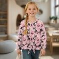 thumbnail image 4 of Xixirimido Butterfly Bulldog Floral Pink Printed Girls Casual Long Sleeve Shirts Knot Tie-hem Tunic Tops Crewneck Tees Blouses Girls Fashion Clothes, Size 7-8, 4 of 7
